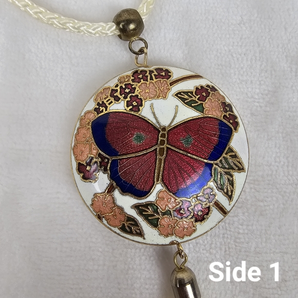 Vintage Cloisonne Butterfly Pendant Necklace - Picture 2 of 10